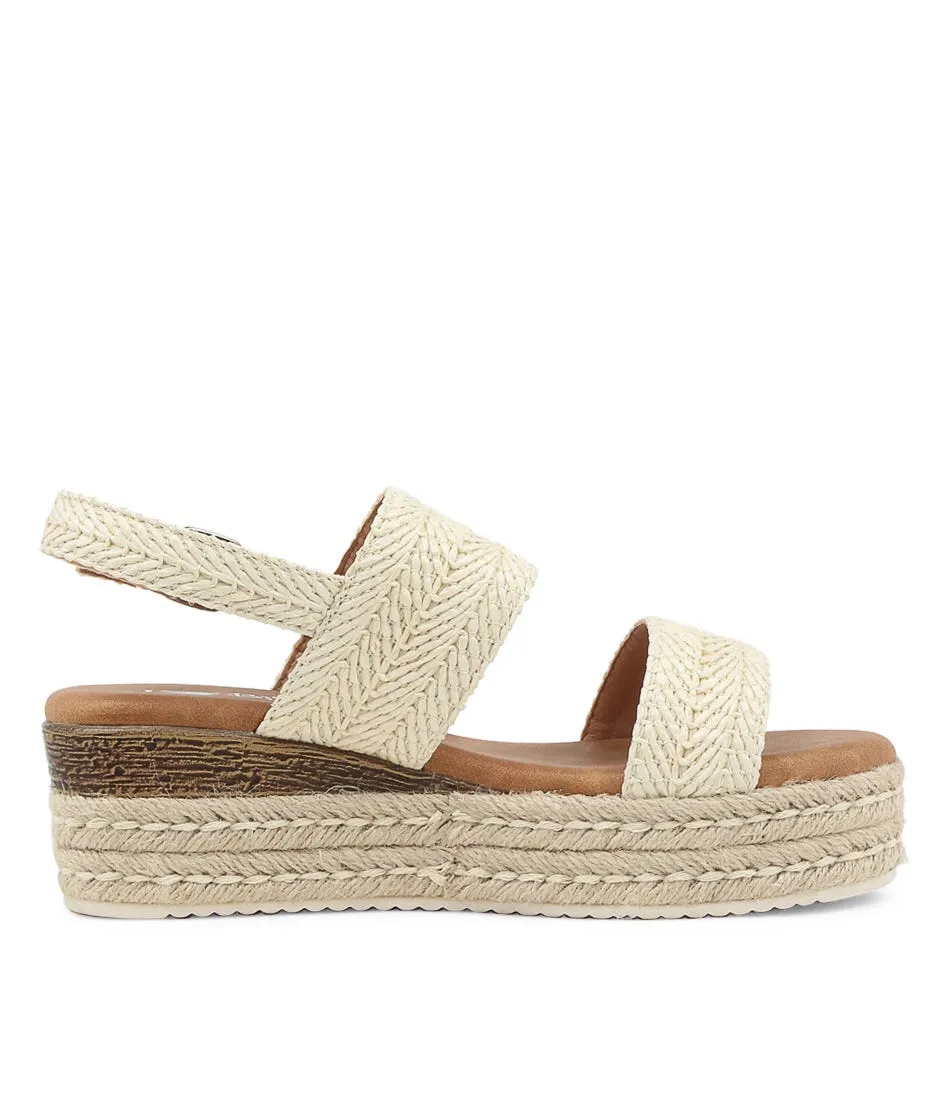 I LOVE BILLY Halla White Syn Raffia Espadrilles