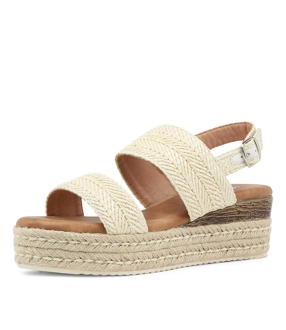 I LOVE BILLY Halla White Syn Raffia Espadrilles