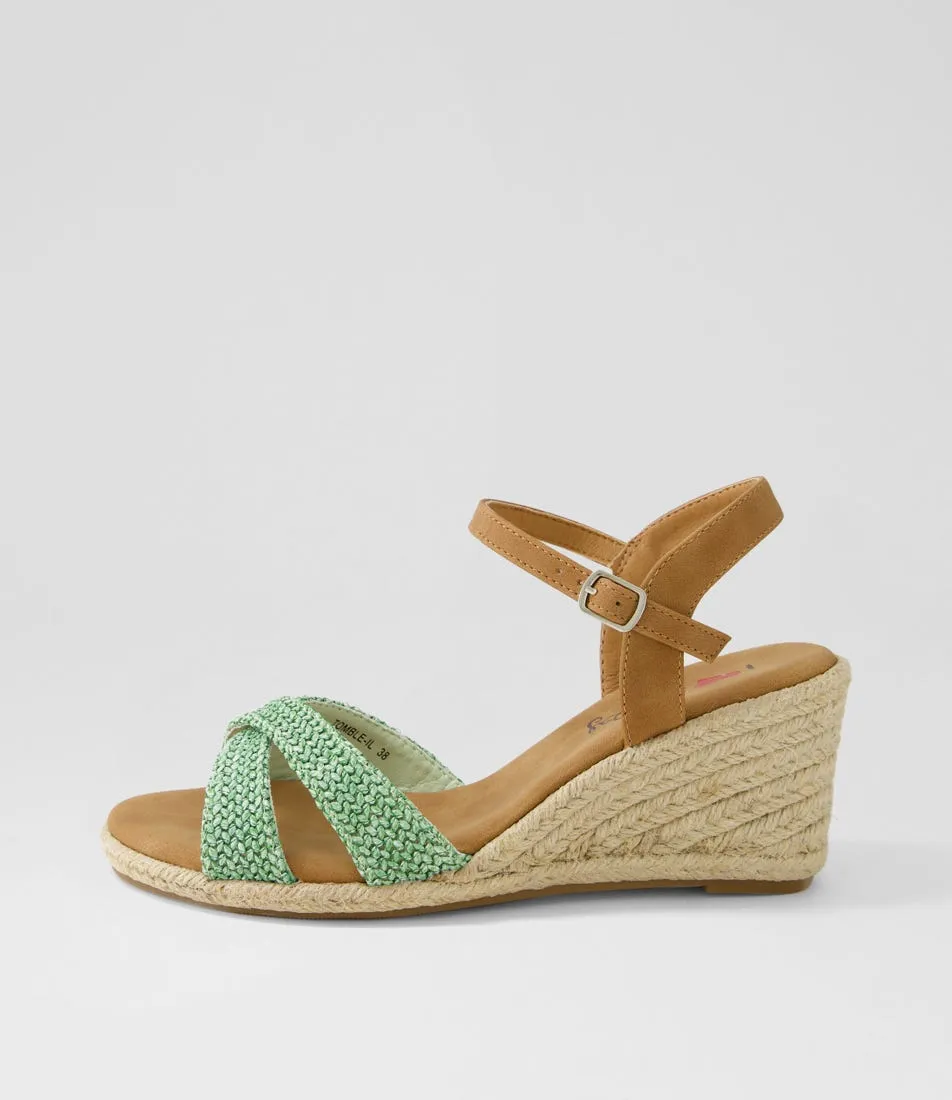 I LOVE BILLY Tomble Sage Tan Synthetic Raffia Espadrilles