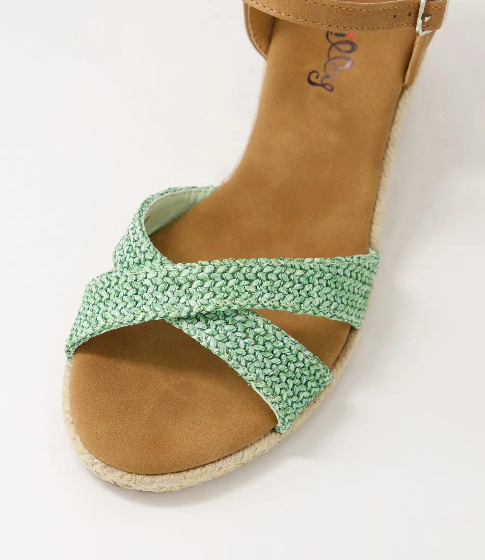 I LOVE BILLY Tomble Sage Tan Synthetic Raffia Espadrilles