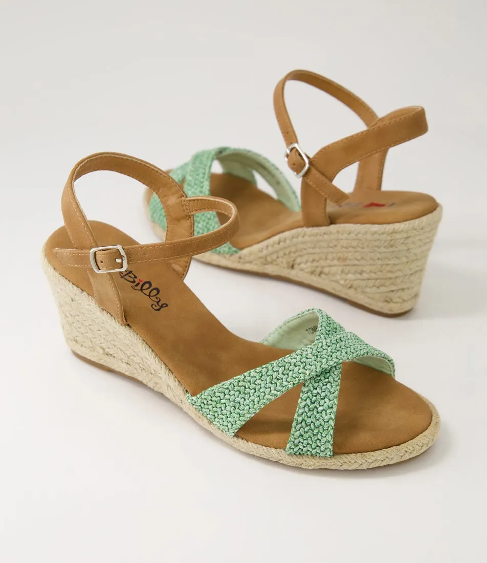 I LOVE BILLY Tomble Sage Tan Synthetic Raffia Espadrilles