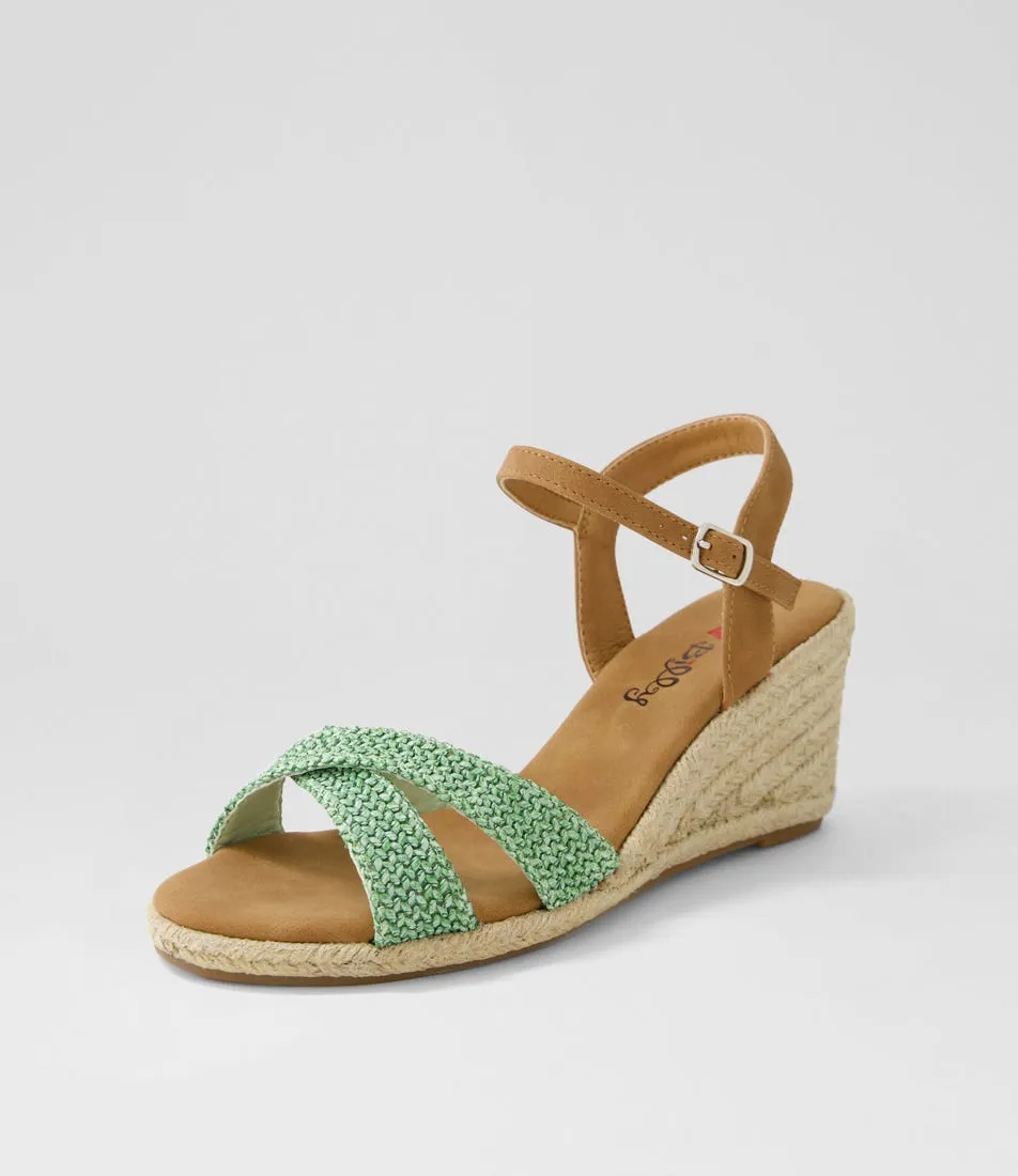 I LOVE BILLY Tomble Sage Tan Synthetic Raffia Espadrilles