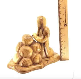 Jesus Christ Agony in the Garden Carving, 7.5 Olive Wood Carved Abstract