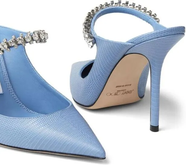 Jimmy Choo 100mm Big crystal-embellishment leather mules Blue