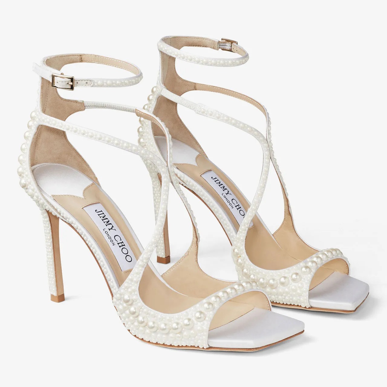 JIMMY CHOO Azia 95 Strappy Heeled Sandals - White