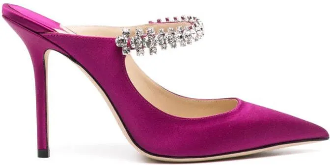 Jimmy Choo Bing 100mm crystal-embellished mules Purple