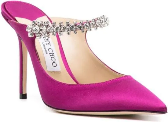 Jimmy Choo Bing 100mm crystal-embellished mules Purple