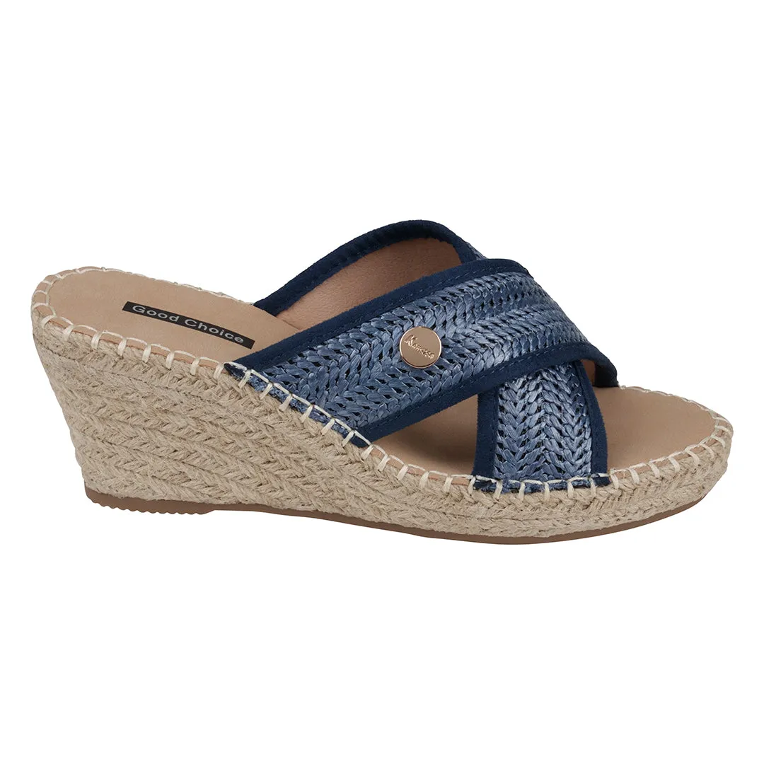 Jimmy Navy Espadrille Wedge Sandals