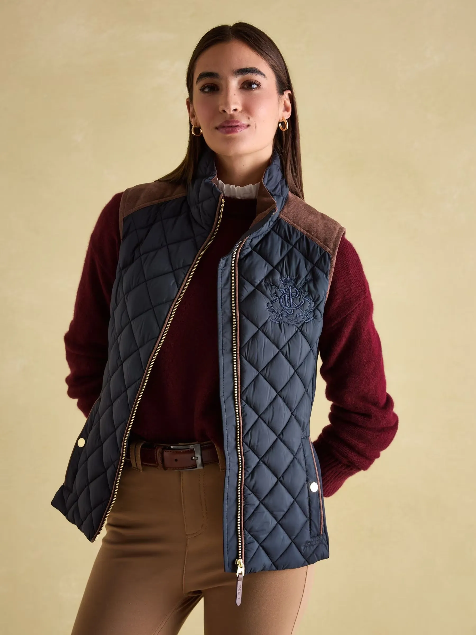 Joules Braemar Luxe Showerproof Diamond Quiled Gilet