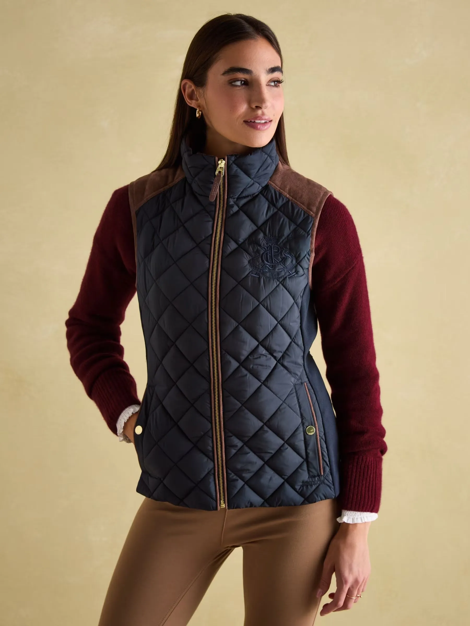 Joules Braemar Luxe Showerproof Diamond Quiled Gilet