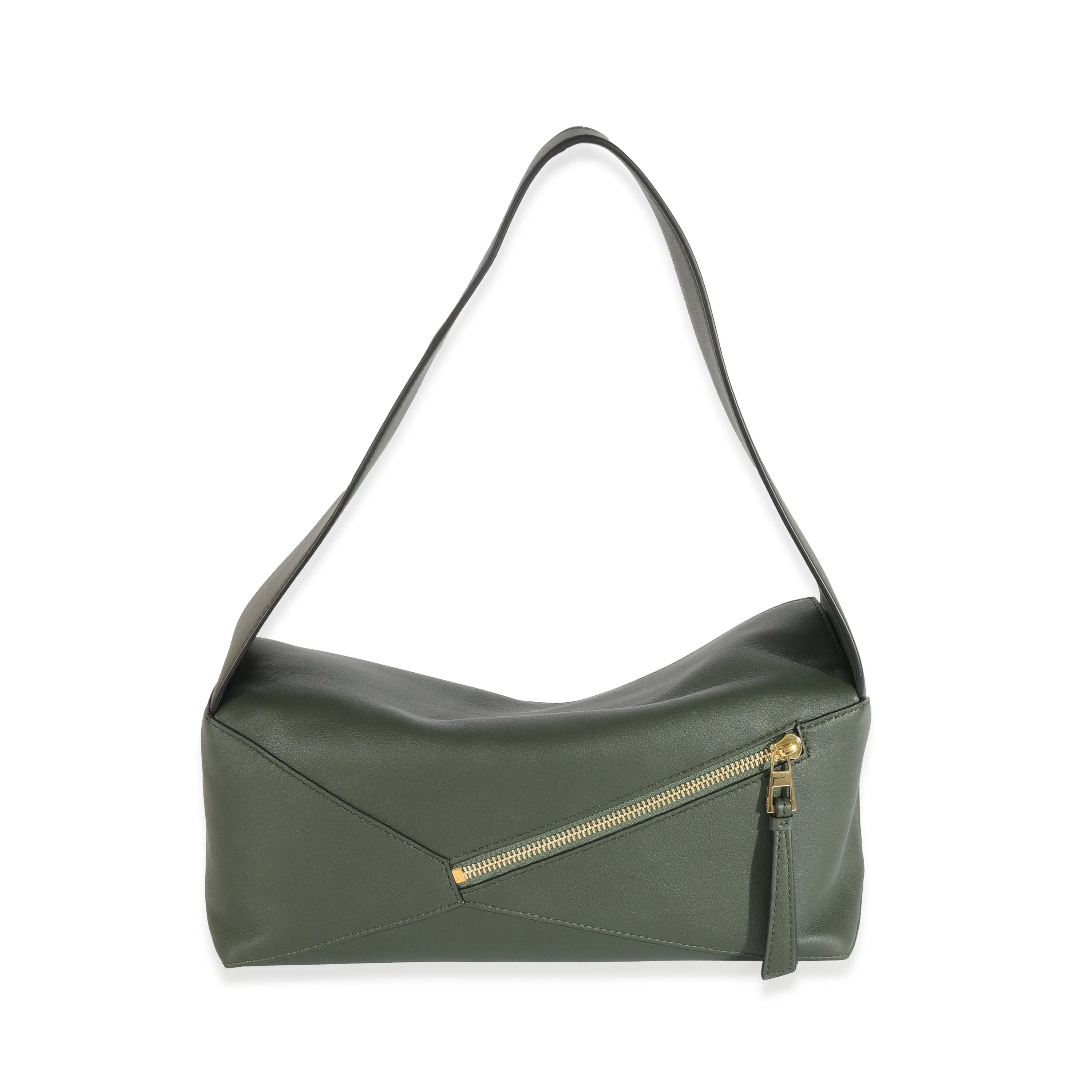 Khaki Leather Puzzle Hobo