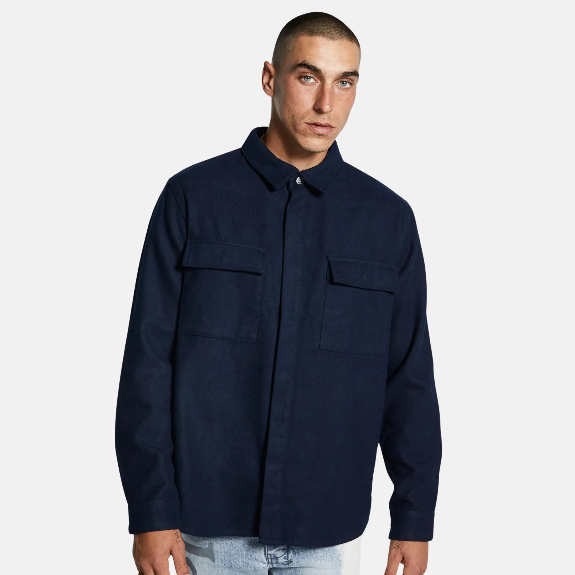 Ksubi Snakebite Navy Wool Shirt