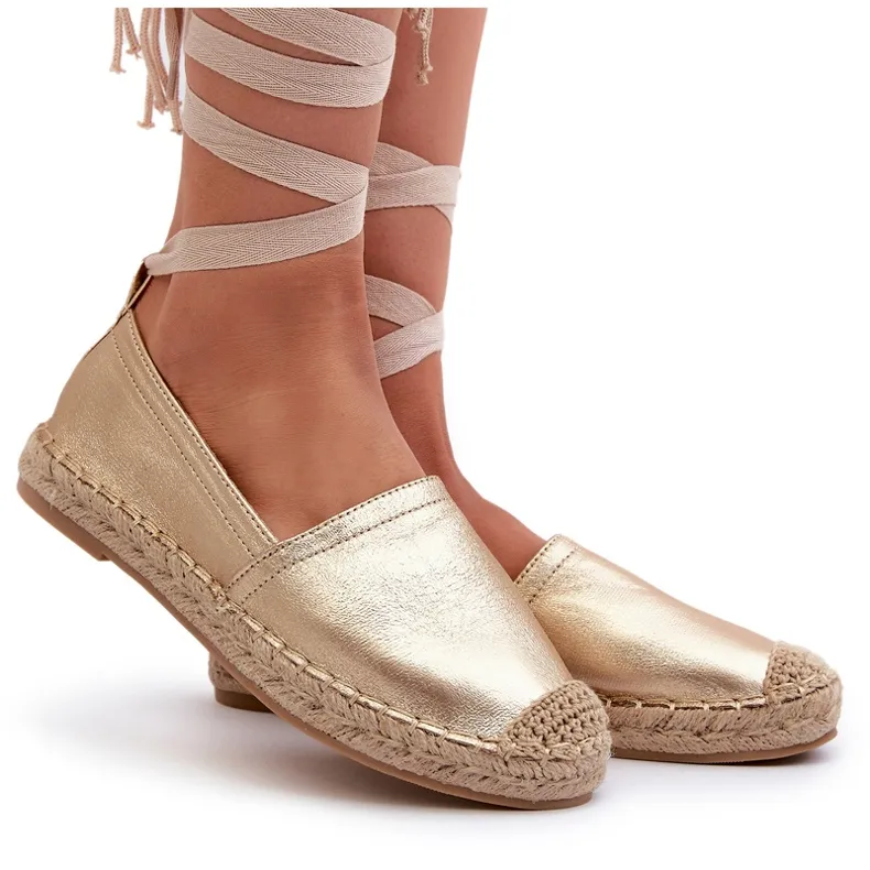 Laced Eco Leather Espadrilles Gold Ismanne golden