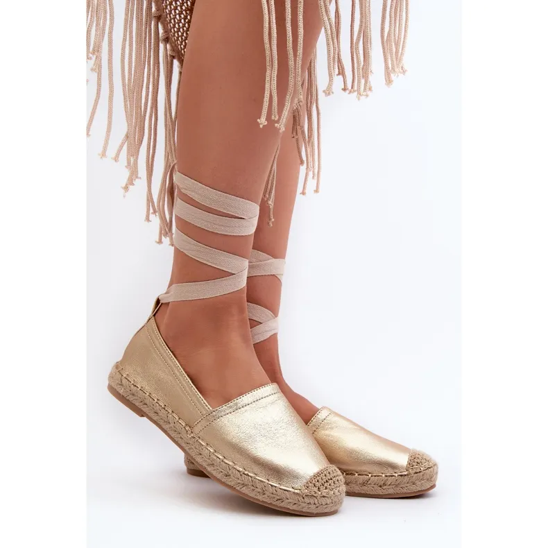 Laced Eco Leather Espadrilles Gold Ismanne golden