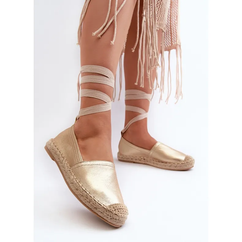 Laced Eco Leather Espadrilles Gold Ismanne golden