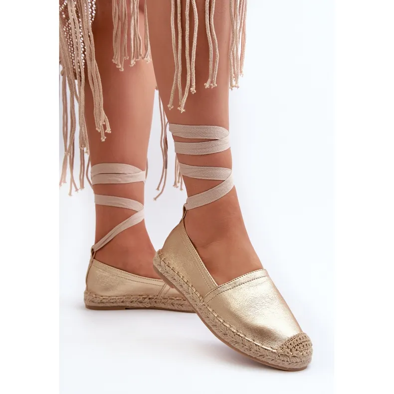 Laced Eco Leather Espadrilles Gold Ismanne golden