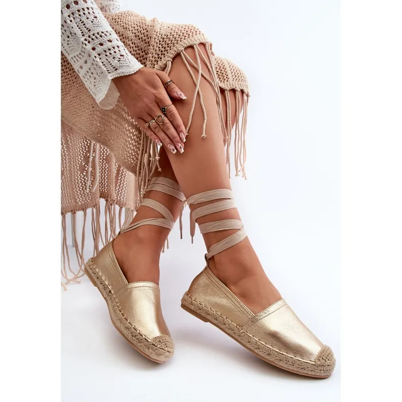 Laced Eco Leather Espadrilles Gold Ismanne golden