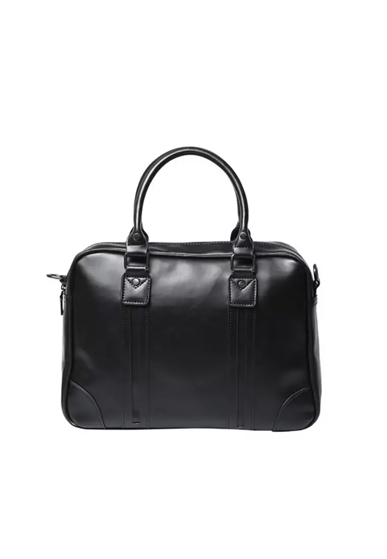 Lara Plain Handle Briefcase - Black