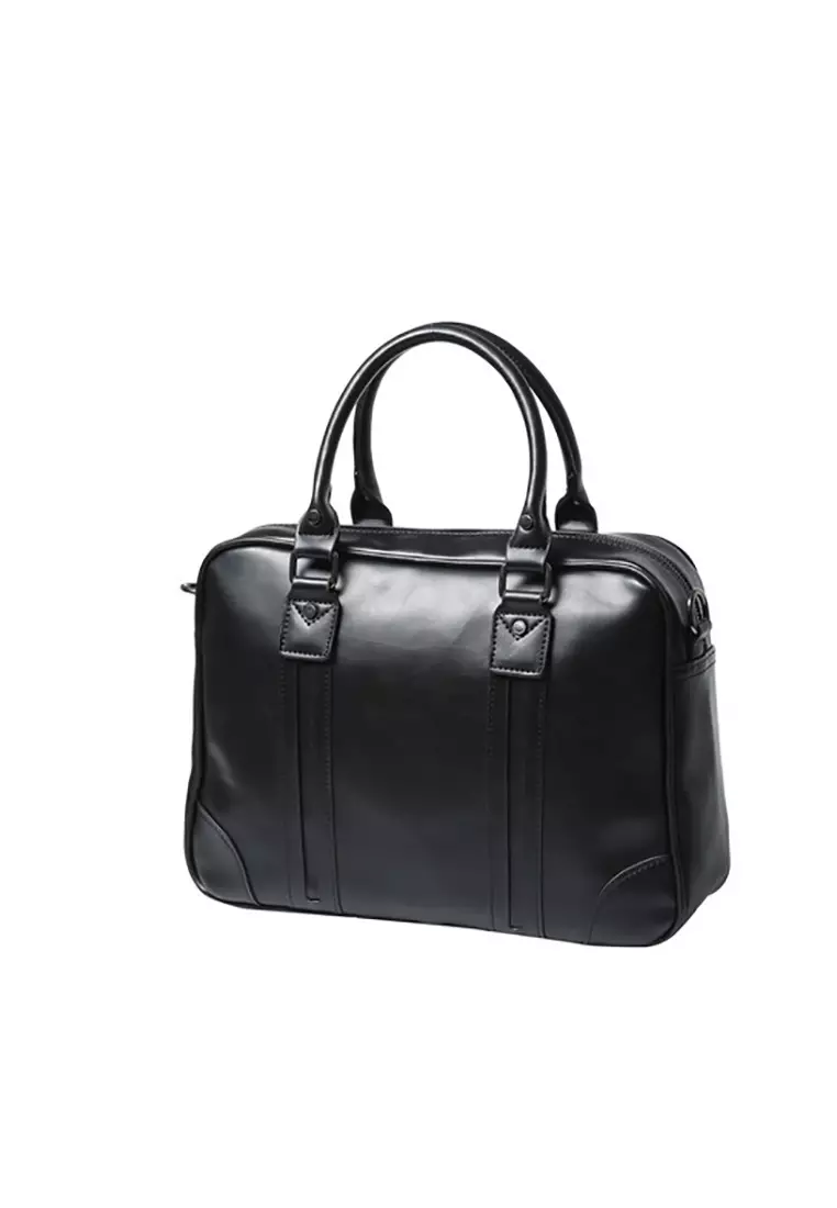 Lara Plain Handle Briefcase - Black