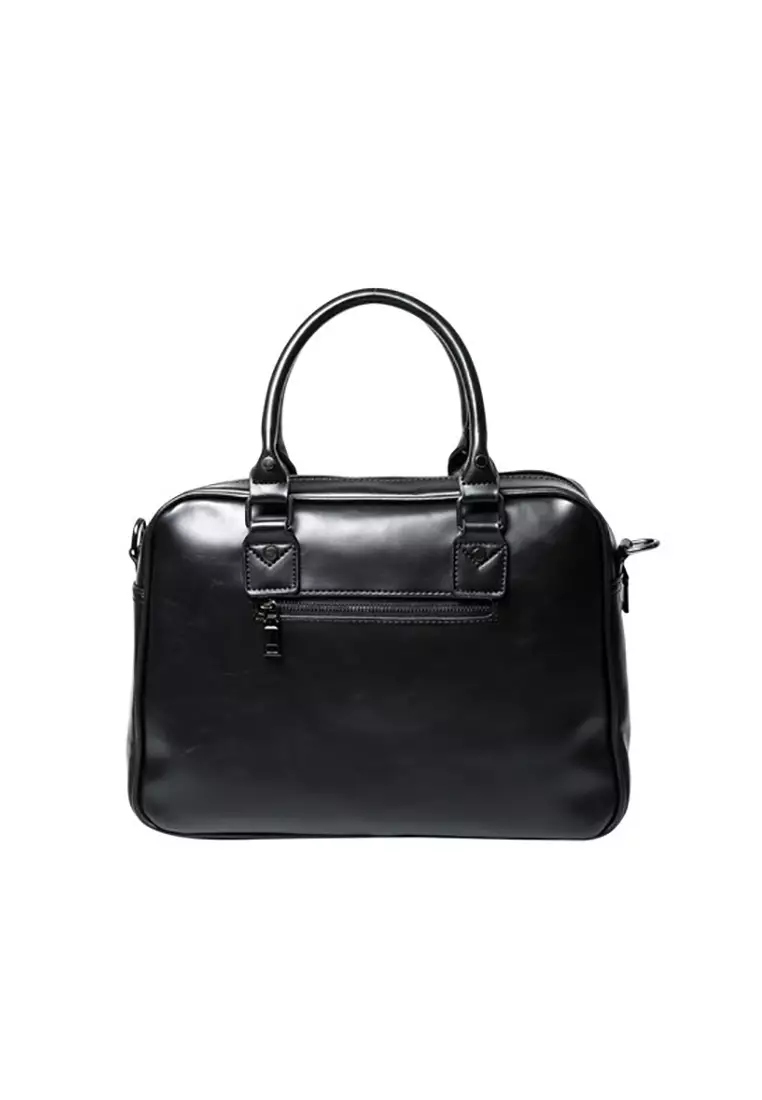 Lara Plain Handle Briefcase - Black