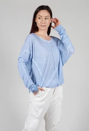 Lightweight Jersey Top with Seam Detail in Indigo