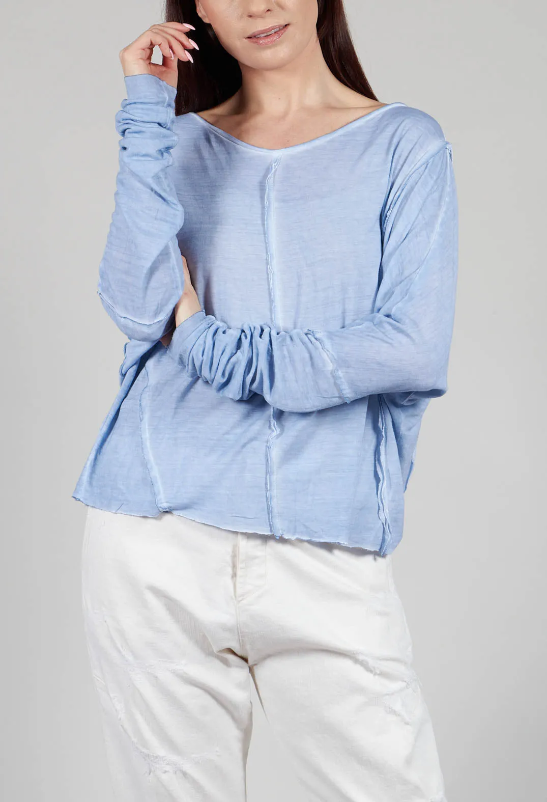 Lightweight Jersey Top with Seam Detail in Indigo