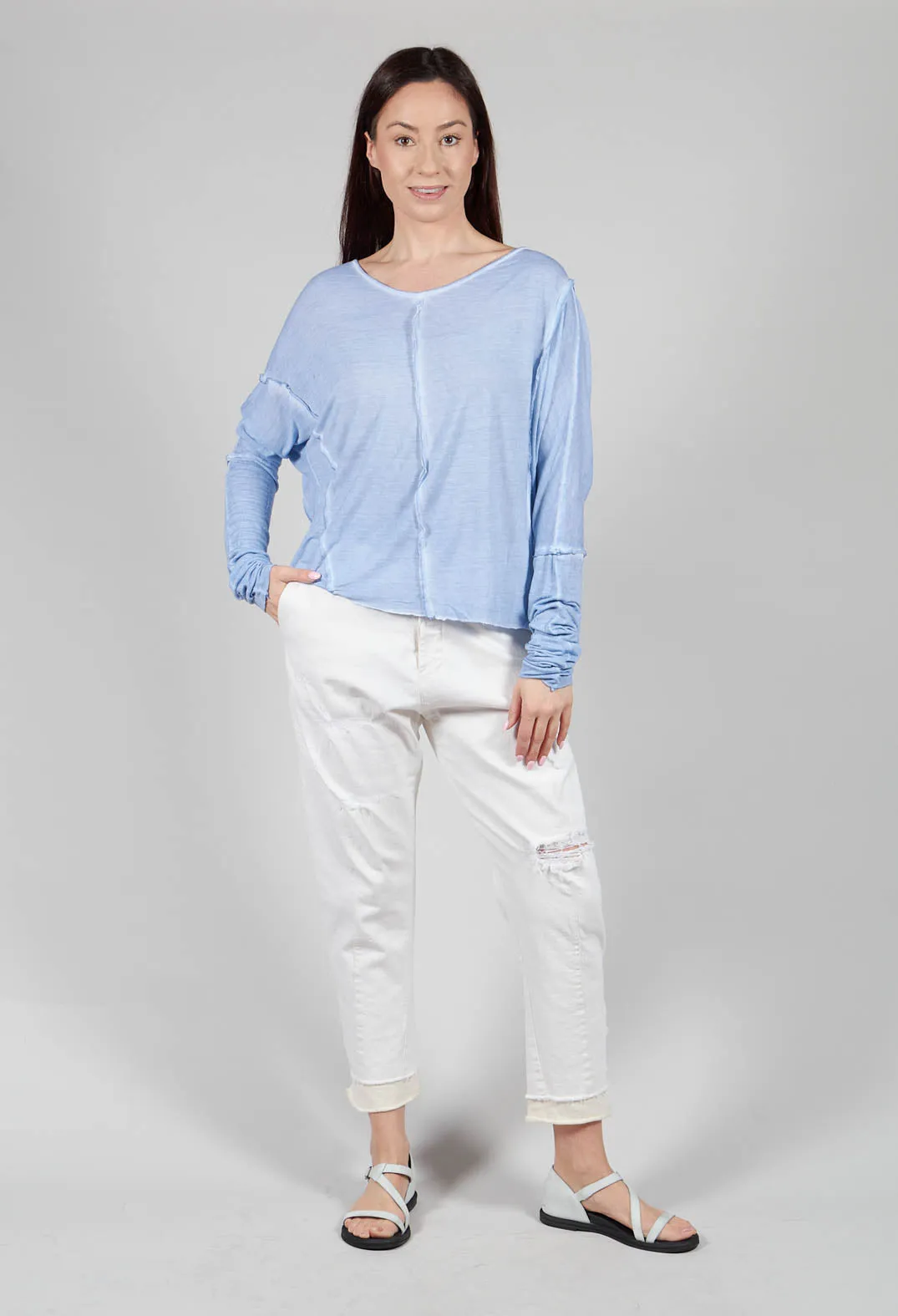 Lightweight Jersey Top with Seam Detail in Indigo