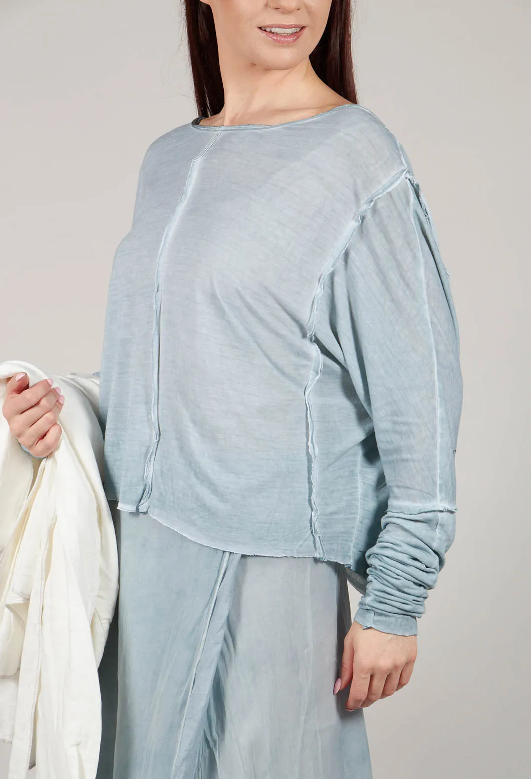 Lightweight Jersey Top with Seam Detail in Mint