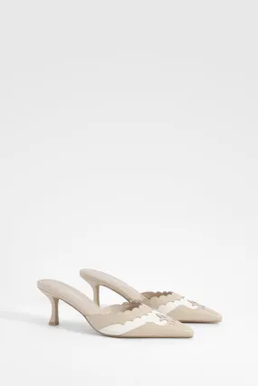 Low Stiletto Contrast Detail Court Mules