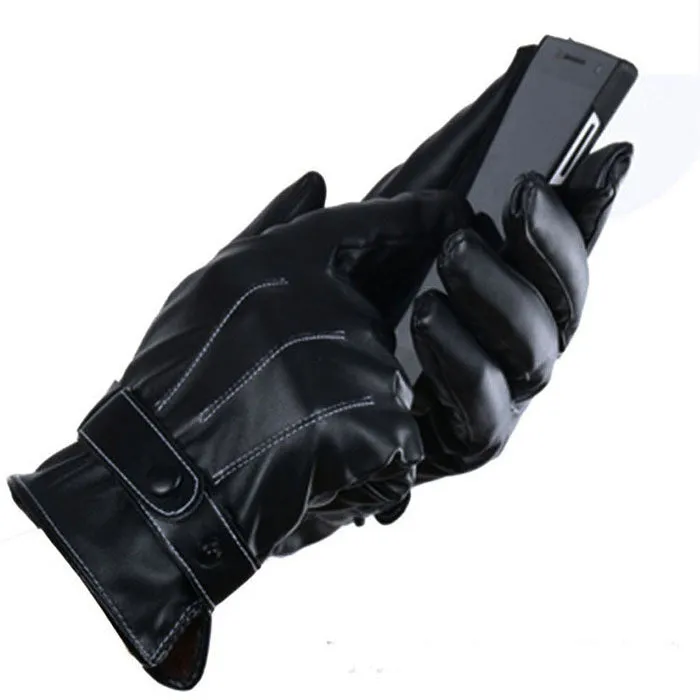 Luxury Men Leather Capacitive Screen Gloves Warm Super &