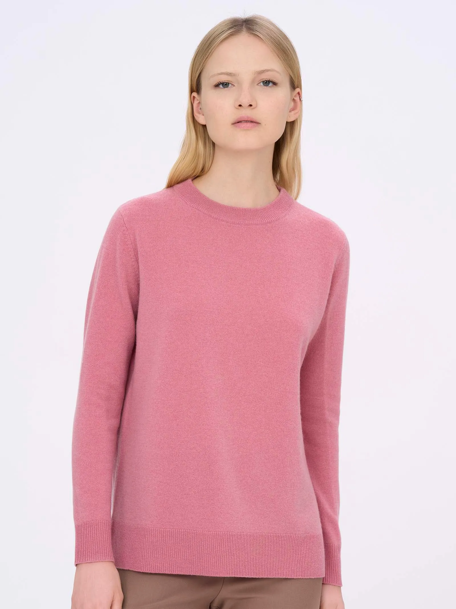 Maglia girocollo in filato Cashmerino - Dusty Rose