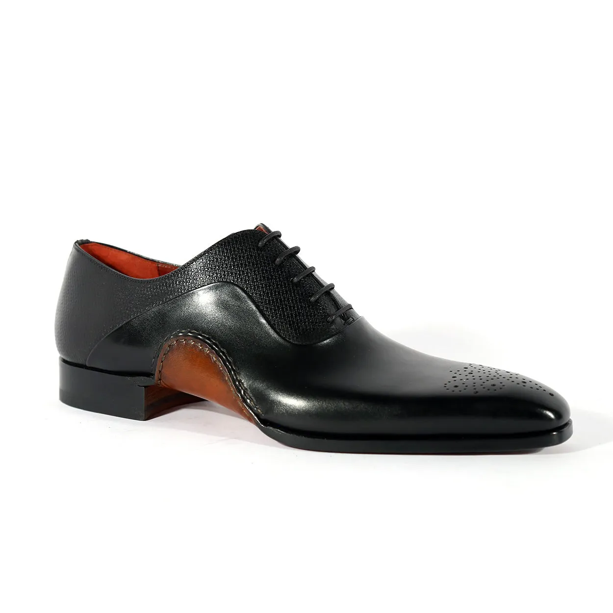 Magnanni 20120 Sanchez II Men's Shoes Black Grabado Print / Calf-Skin Leather Oxfords (MAGS1122)