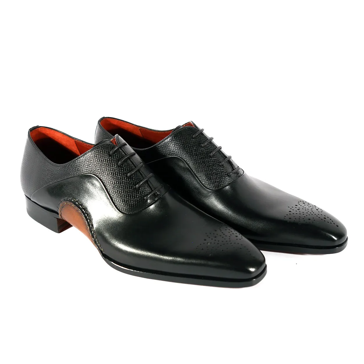 Magnanni 20120 Sanchez II Men's Shoes Black Grabado Print / Calf-Skin Leather Oxfords (MAGS1122)