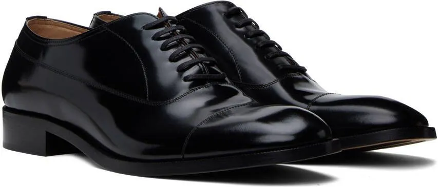 Maison Margiela Black Waxed Leather Oxfords