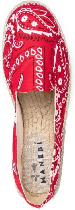 Manebi bandana-print espadrilles Red