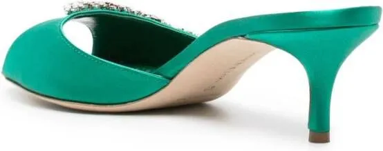 Manolo Blahnik Lumana 50mm satin mules Green