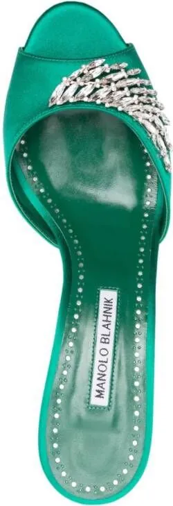 Manolo Blahnik Lumana 50mm satin mules Green