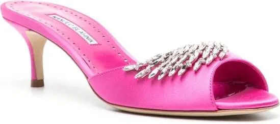 Manolo Blahnik Lumana 50mm satin mules Pink