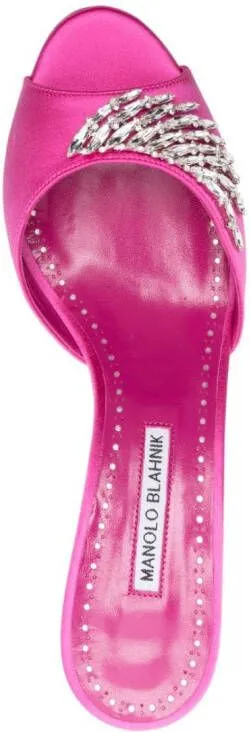 Manolo Blahnik Lumana 50mm satin mules Pink