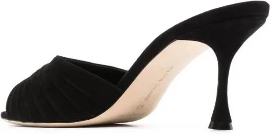 Manolo Blahnik Pirua 70mm ruched suede mules Black