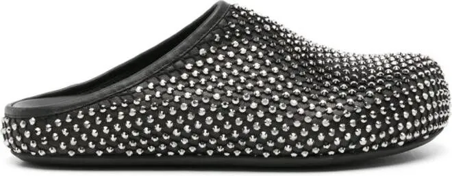 Marni rhinestone-embellished leather mules Black