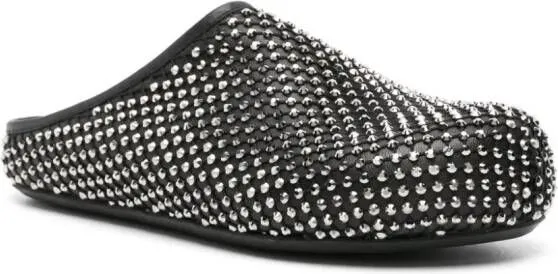 Marni rhinestone-embellished leather mules Black