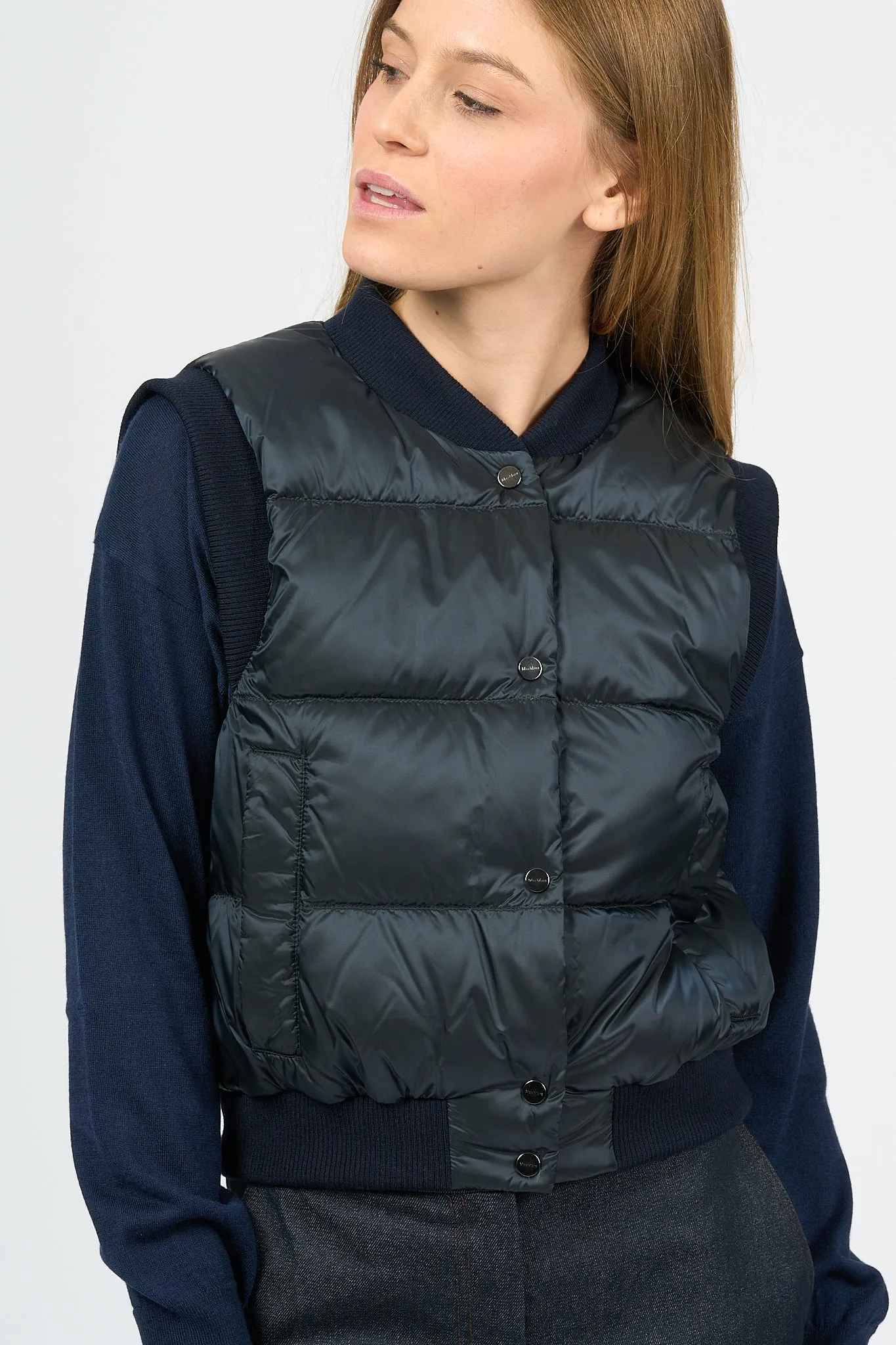 Max Mara Gilet Asoft Corto Imbottito Blu Donna