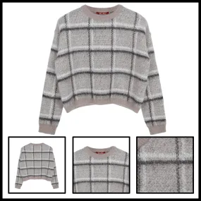 Max Mara Studio  |Crew Neck Tartan Casual Style Wool Blended Fabrics