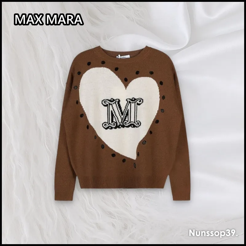 MaxMara  |Crew Neck Casual Style Wool Street Style Long Sleeves Plain