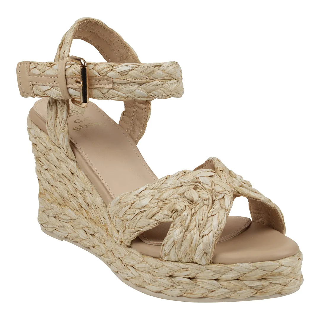 Maya Natural Cross Strap Espadrille Slingback Wedge Sandals