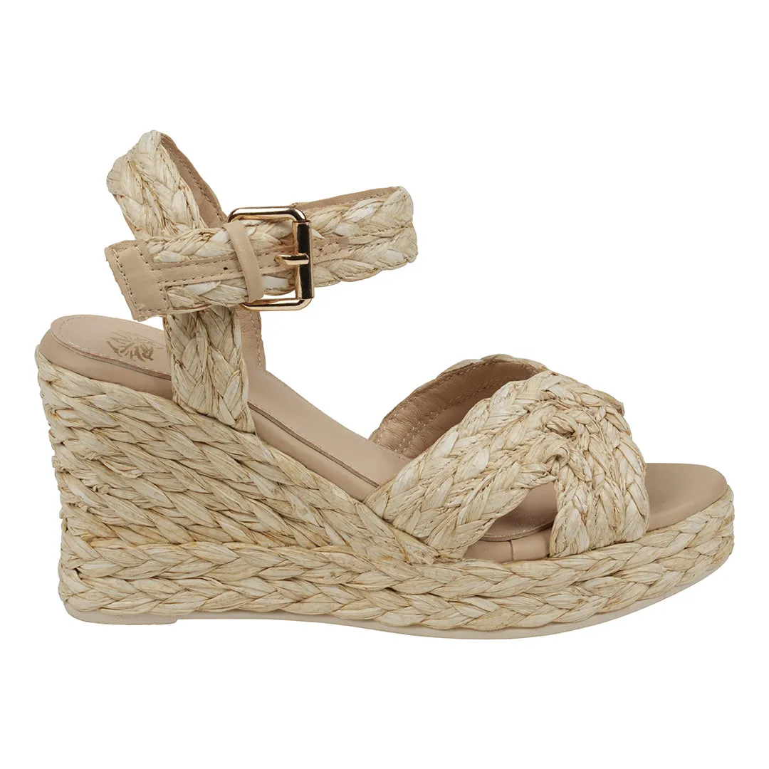 Maya Natural Cross Strap Espadrille Slingback Wedge Sandals