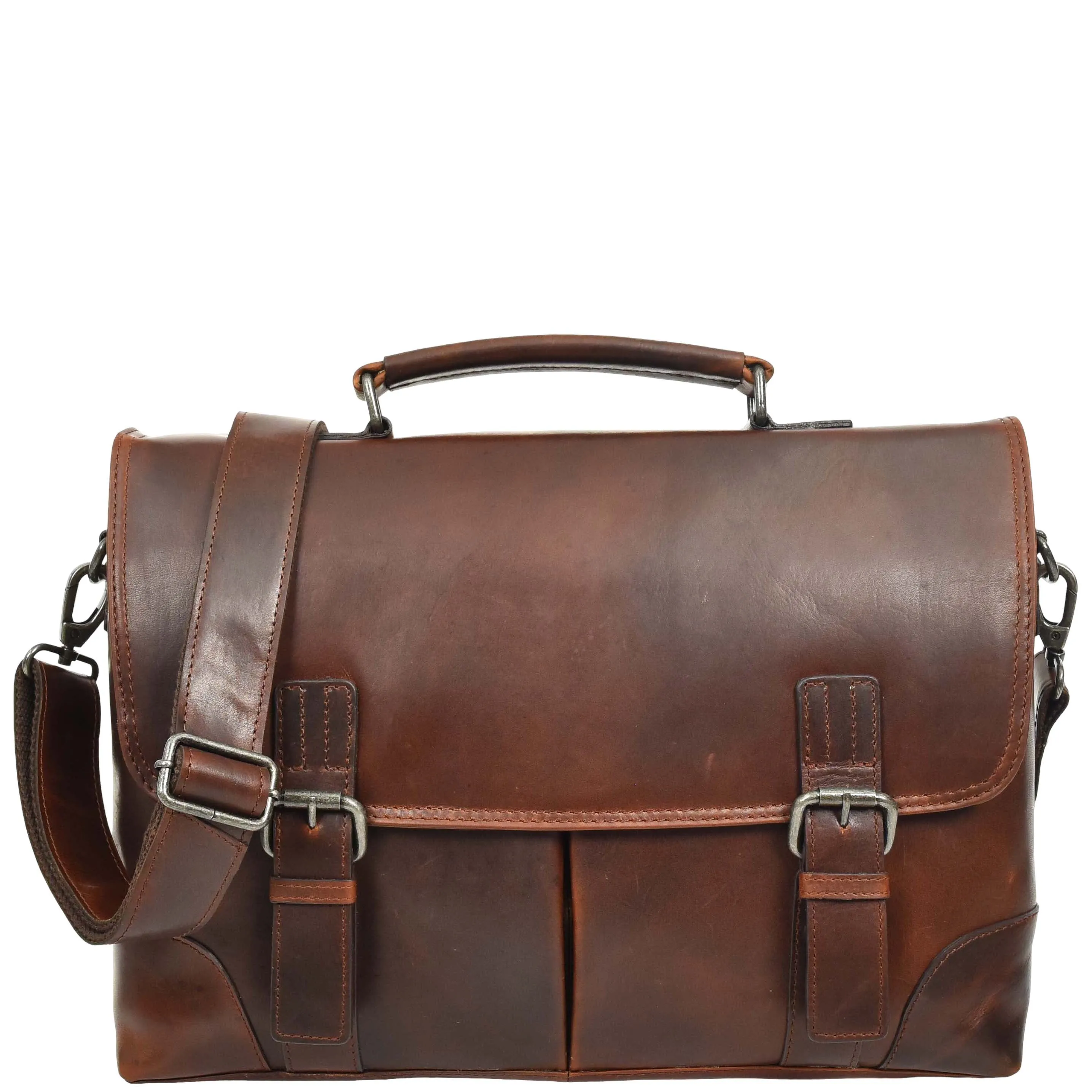 Mens Real Leather Briefcase Cross Body Classic Bag TOM Brown