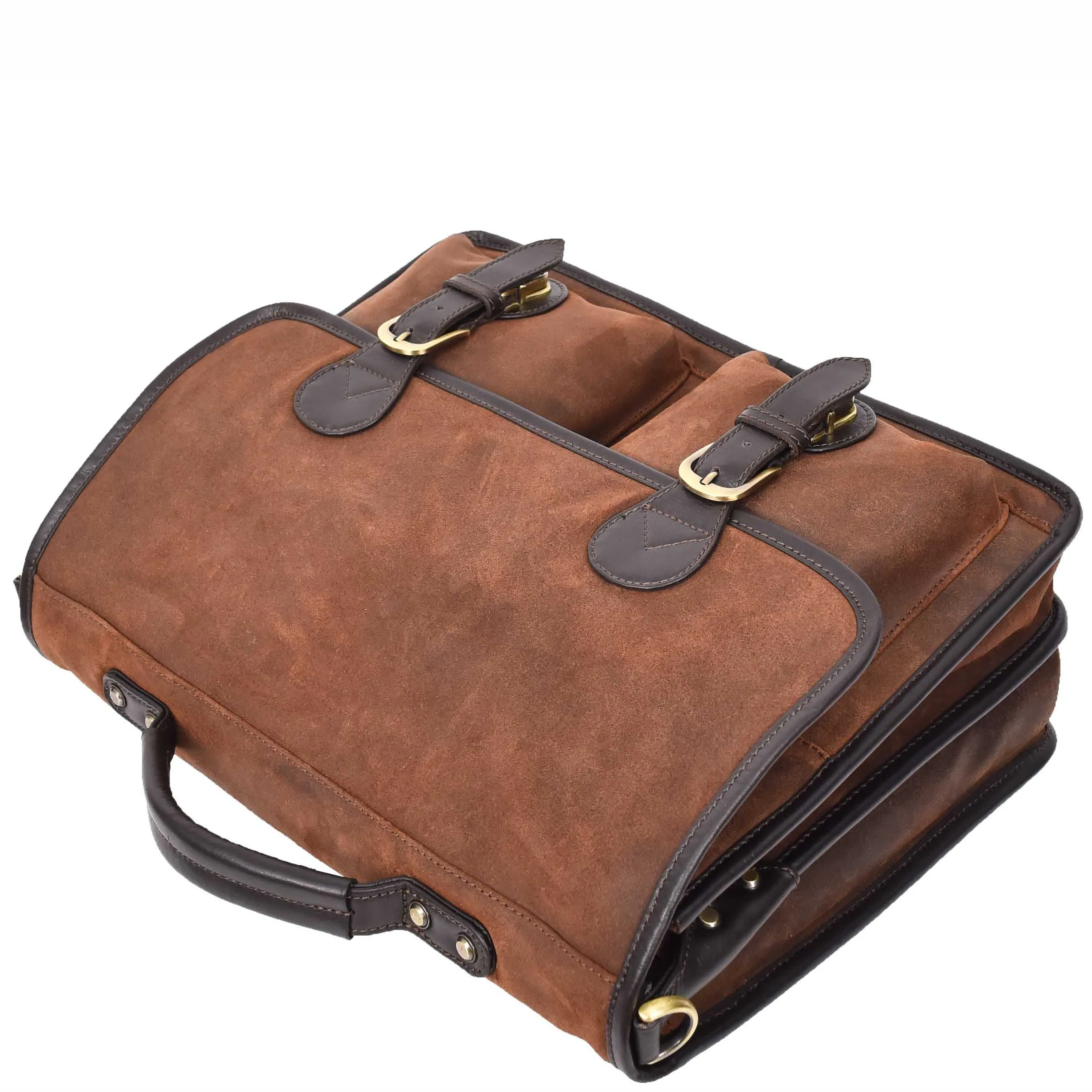 Mens Real Leather Organiser Laptop Bag Vintage Brown Briefcase Finn