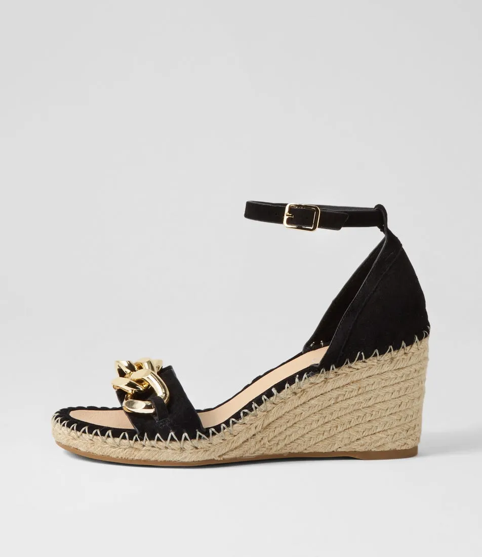 MIDAS Geysi Black Natural Rope Suede Espadrilles